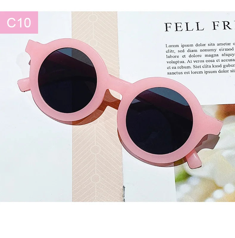 Lunettes de soleil coréennes pour enfants, rétro, monture ronde solide, petit visage, résistant aux ultraviolets, pratique