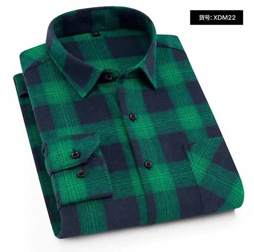 Chemise décontractée en coton à carreaux pour hommes, chemise habillée en glouton, manches longues, coupe couvertes, mode printemps et automne, 2025
