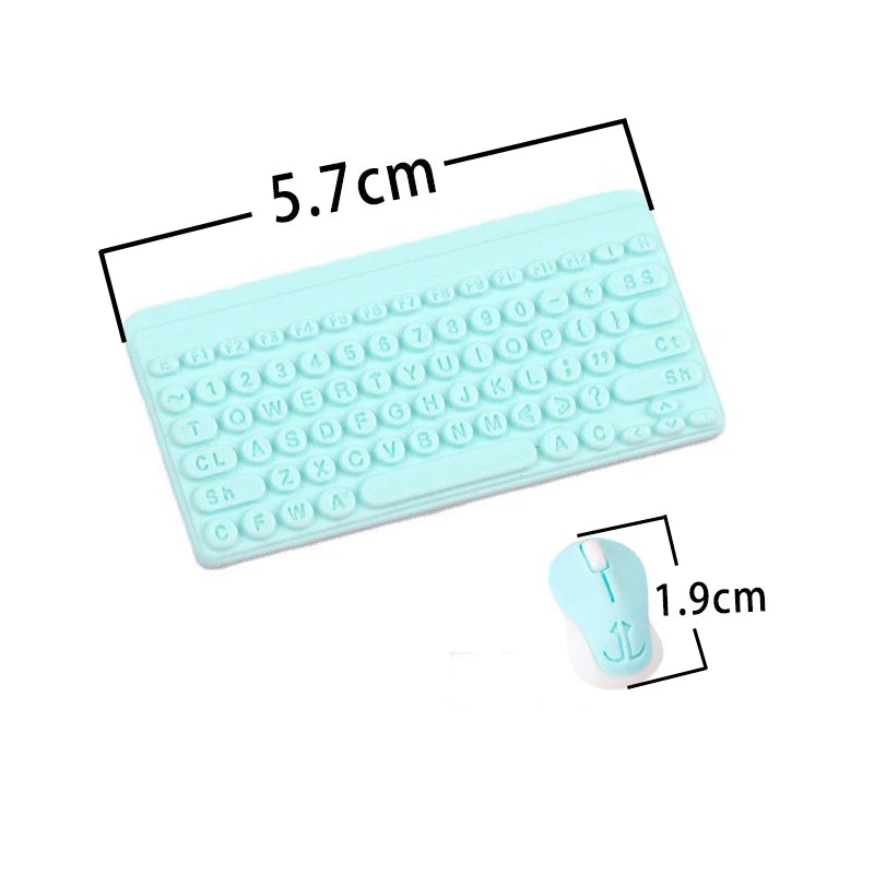 Clavier/souris sans fil Miniature, accessoires d'ordinateur pour poupée, maison de poupée 1/12, ornement de bureau/salle de sport électronique