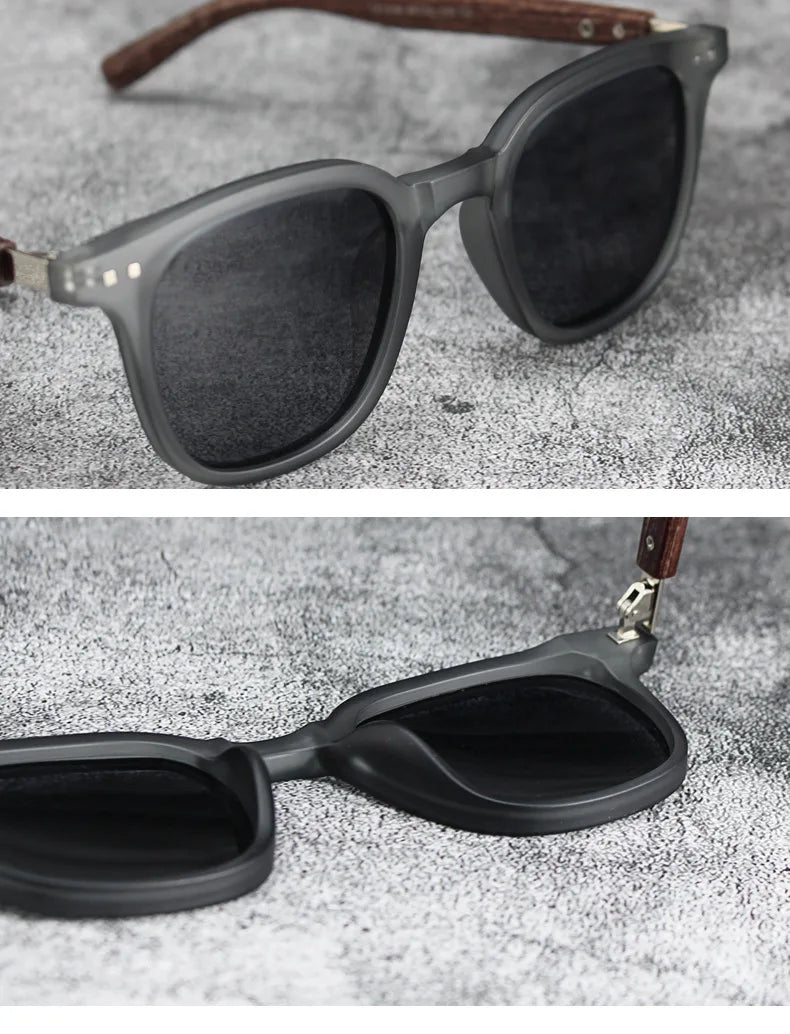 Nouveaux hommes Vintage cadre en bois lunettes de soleil marque classique carré lunettes de soleil revêtement lentille conduite lunettes pour femmes mâle