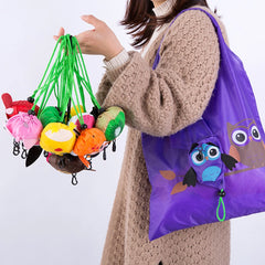 Sac de courses pliable écologique, sac à bandoulière réutilisable de dessin animé, sacs d'épicerie portables pour femmes, fourre-tout de rangement, organisateur de maison