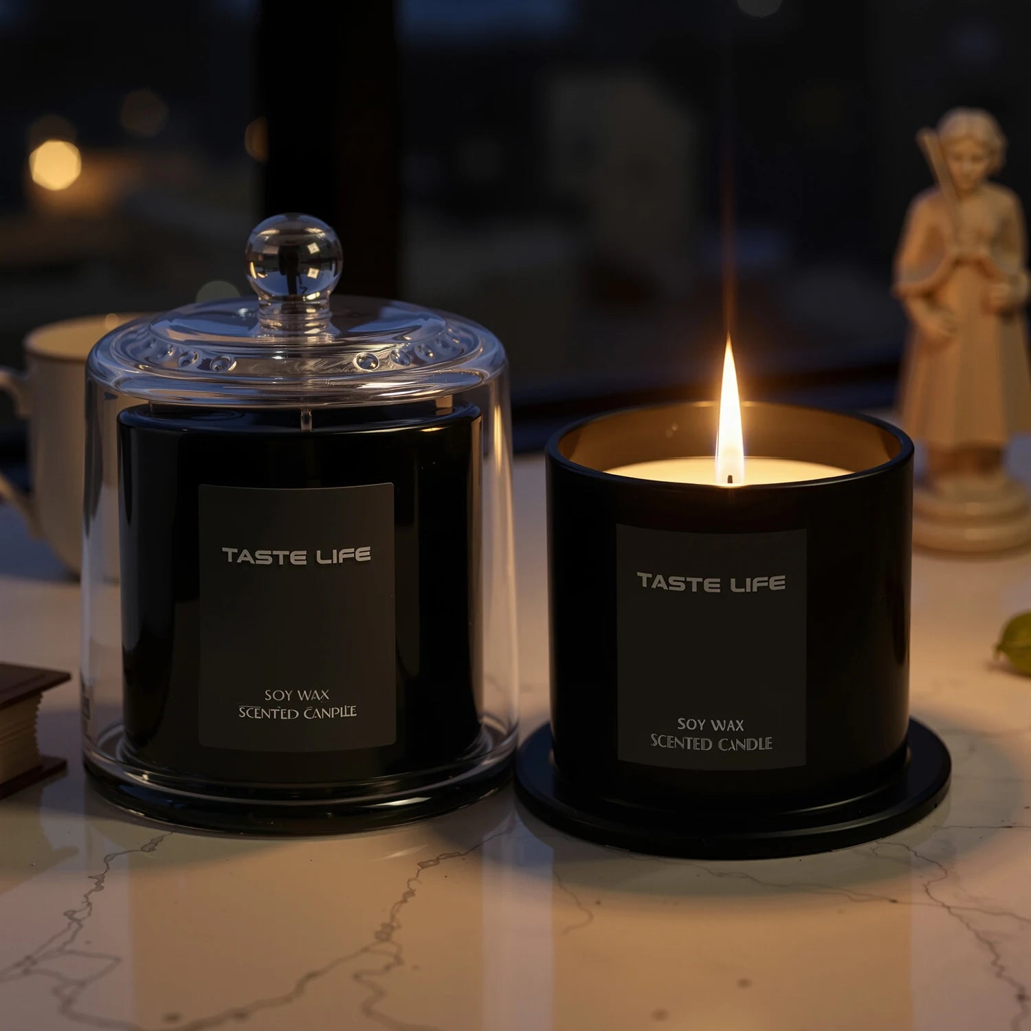 Bougies parfumées à la cire de soja de qualité supérieure avec cloche en verre, aromathérapie à l'huile essentielle sans fumée pour Spa à domicile, décoration prête en cadeau