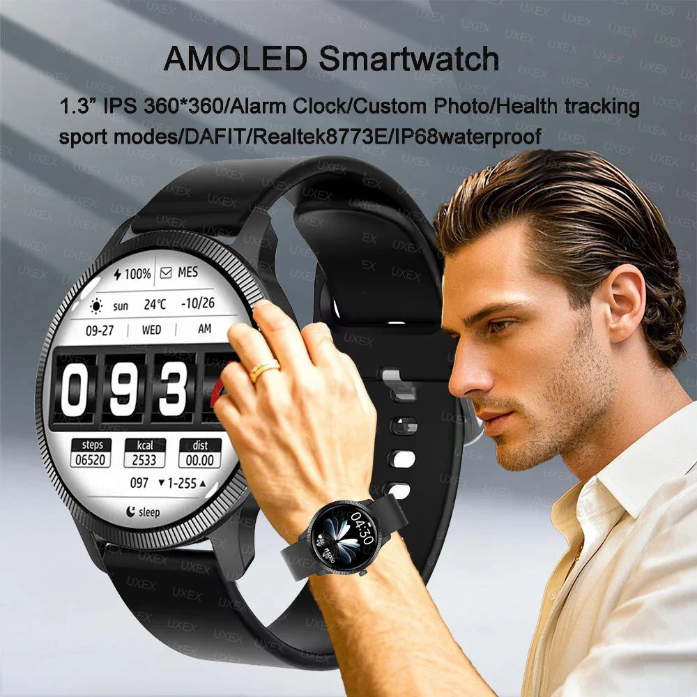 2025 nouvelle montre intelligente d'affaires hommes 1.3 HD 360*360 AMOLED traqueur de santé offres de photos personnalisées aujourd'hui cadeau Assistant vocal montre mâle