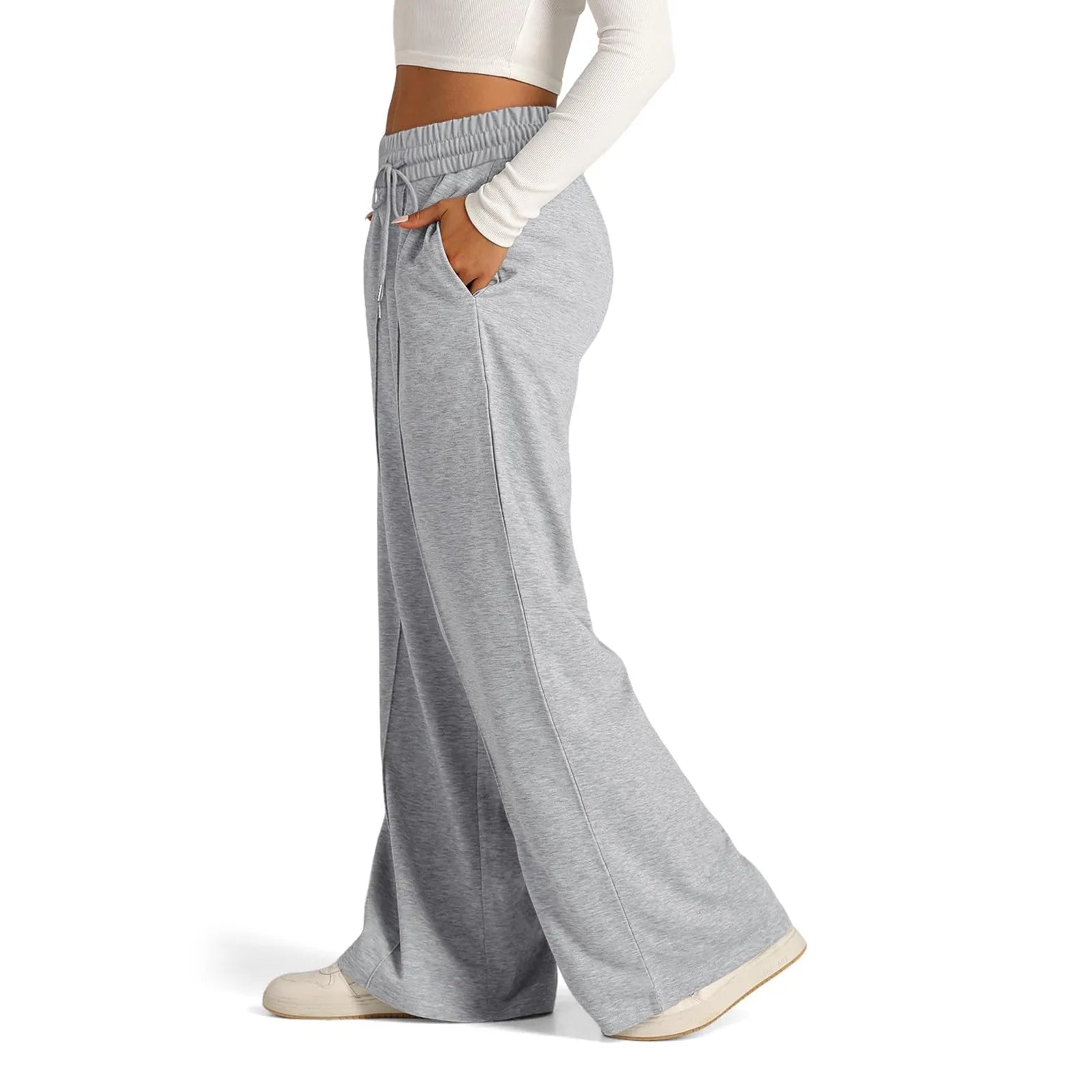 Pantalon de survêtement en polaire pour femmes, Streetwear, taille haute, ample, décontracté, droit, Sport, jambes larges, Baggy, jogging