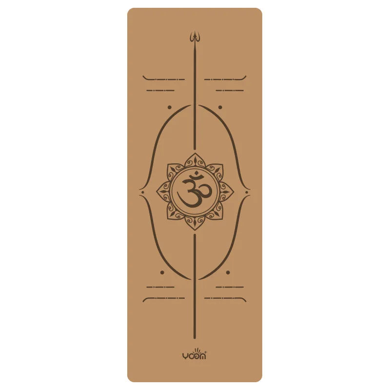 2025 Nouveau tapis de yoga de luxe en liège et caoutchouc naturel avec lignes d'alignement gravées au laser - Absorption des chocs, antidérapant, réduction du bruit