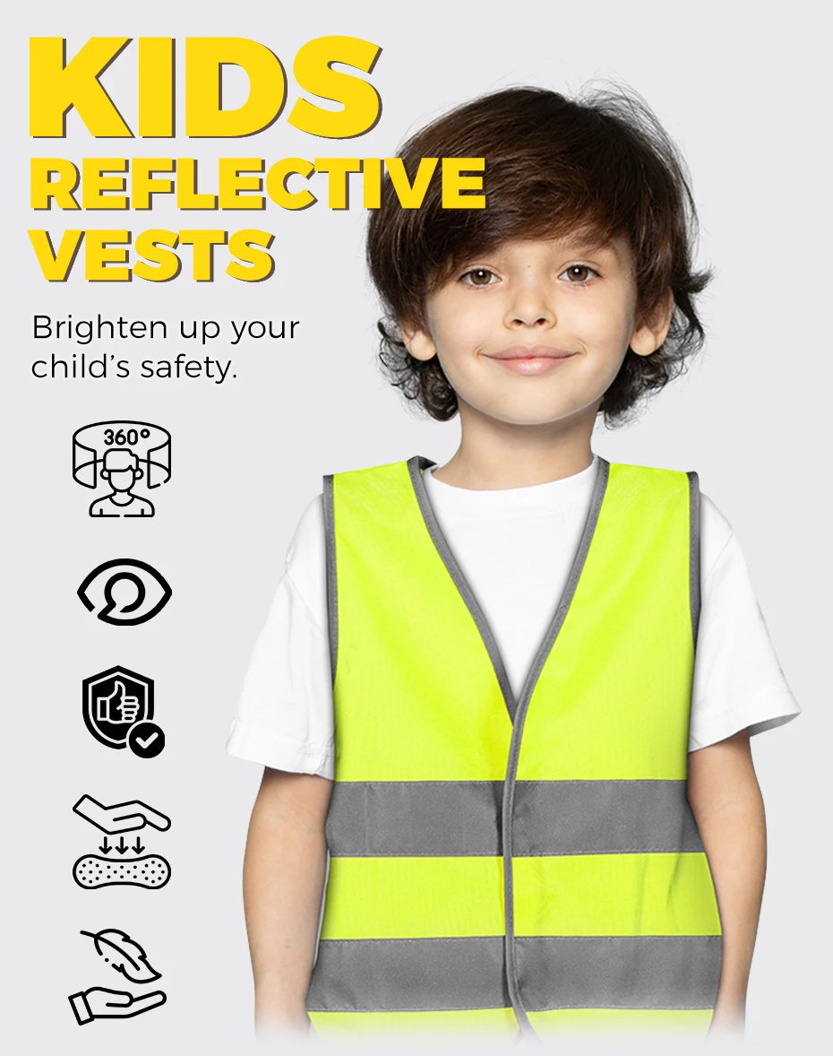 Gilet de sécurité pour enfants, vêtements réfléchissants pour enfants, formation, sport, protection scolaire, extérieur, bandes fluorescentes haute visibilité