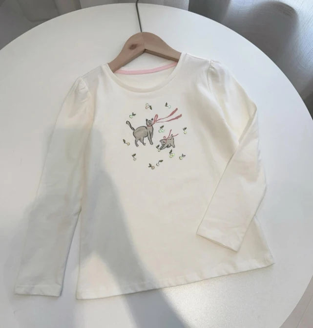 Ensembles de vêtements t-shirts et jupes pour enfants aw25 bp, t-shirts à manches longues imprimés mignons pour filles et jupe imprimée à pois, ensemble de vêtements