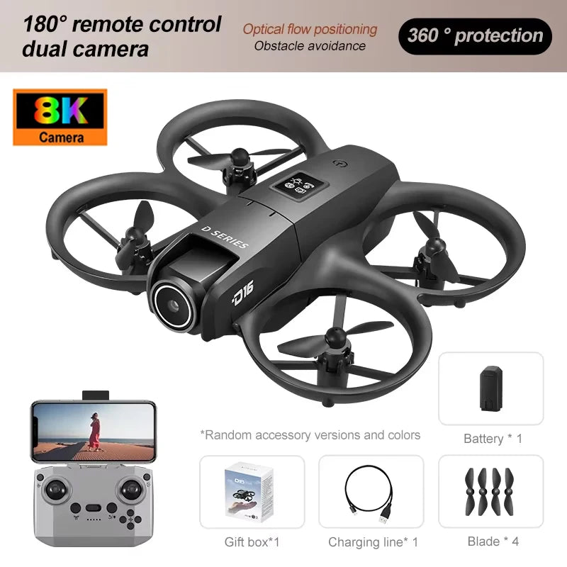 Xiaomi D16 Drone 8K HD double caméra réglable électriquement débit optique évitement d'obstacles quadrirotor télécommandé 15000M