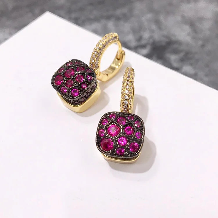 Boucles d'oreilles classiques en forme de bonbon, incrustation de Zircon, ruche en cristal, nid d'abeille, plaqué or, goutte d'eau, cadeau pour femmes, bijoux à la mode