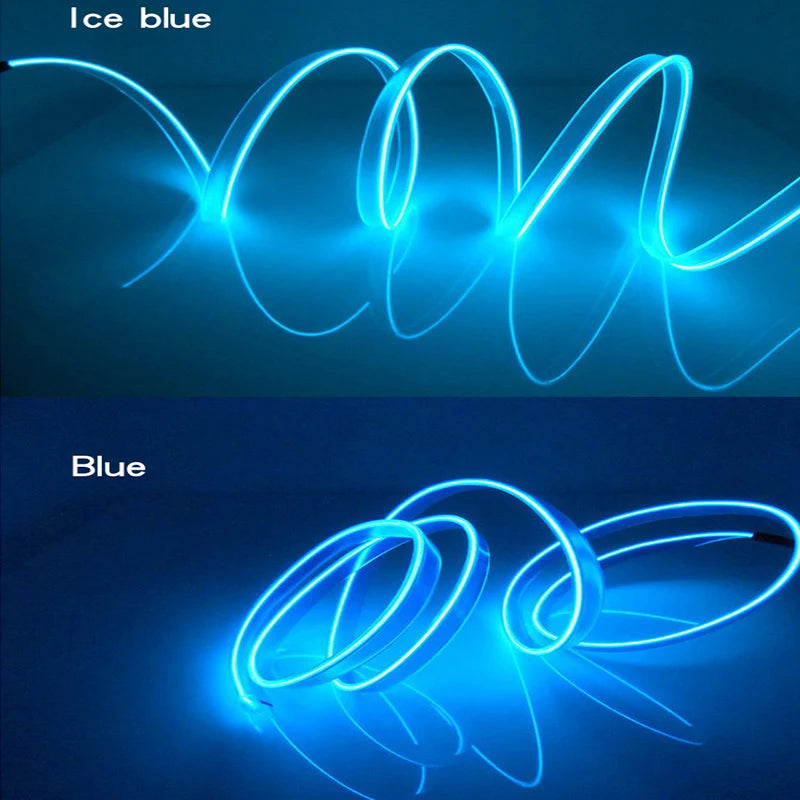 Bande LED d'éclairage d'ambiance intérieure de voiture, 5m, 5V, Tube de ligne de lumière froide EL Flexible avec USB, lampe d'ambiance de décoration automobile