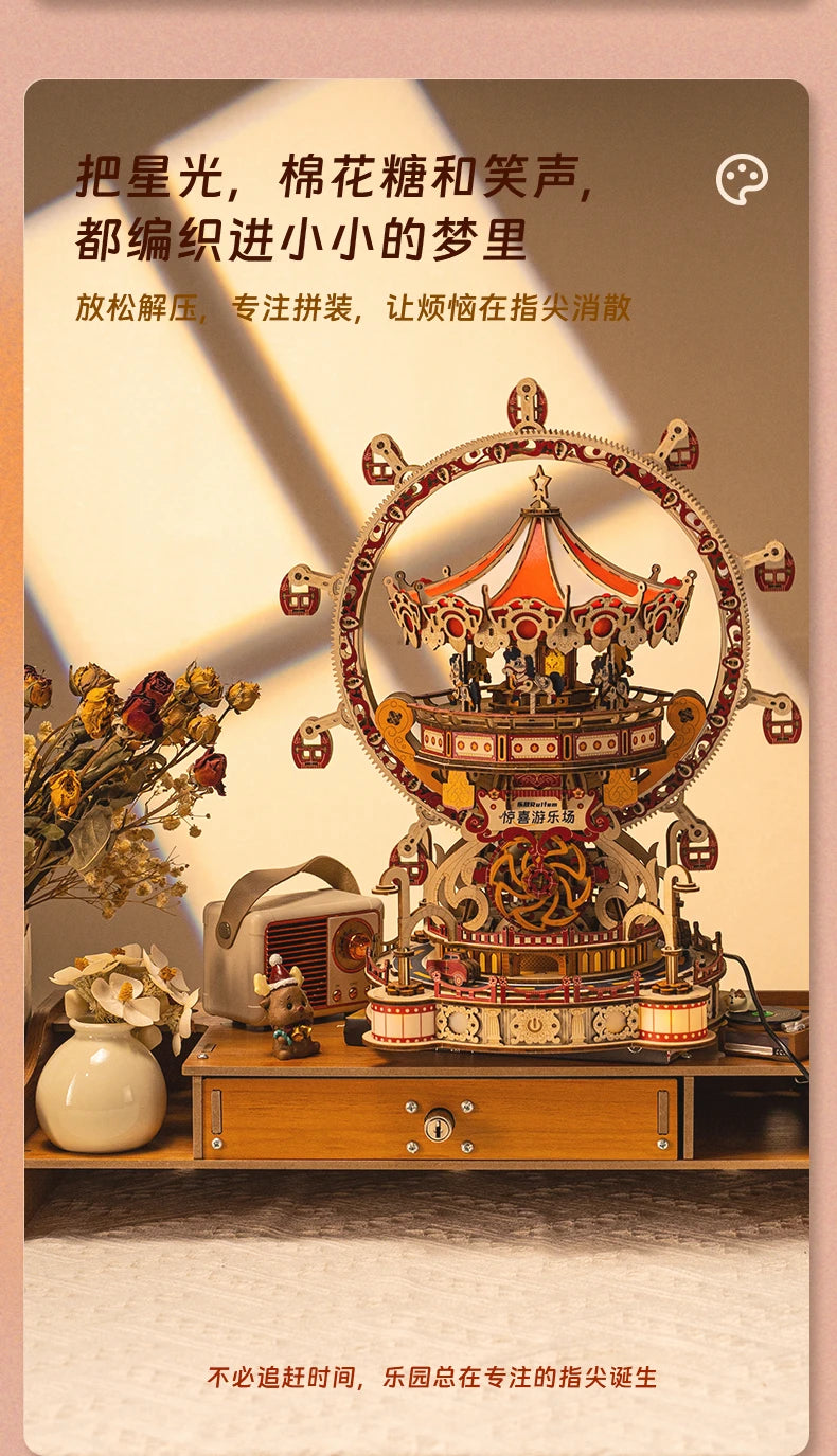Nouveau bricolage 3D Puzzle en bois aire de jeux modèle Miniature Kits assemblage Puzzles peuvent tourner pour les amis cadeaux d'anniversaire