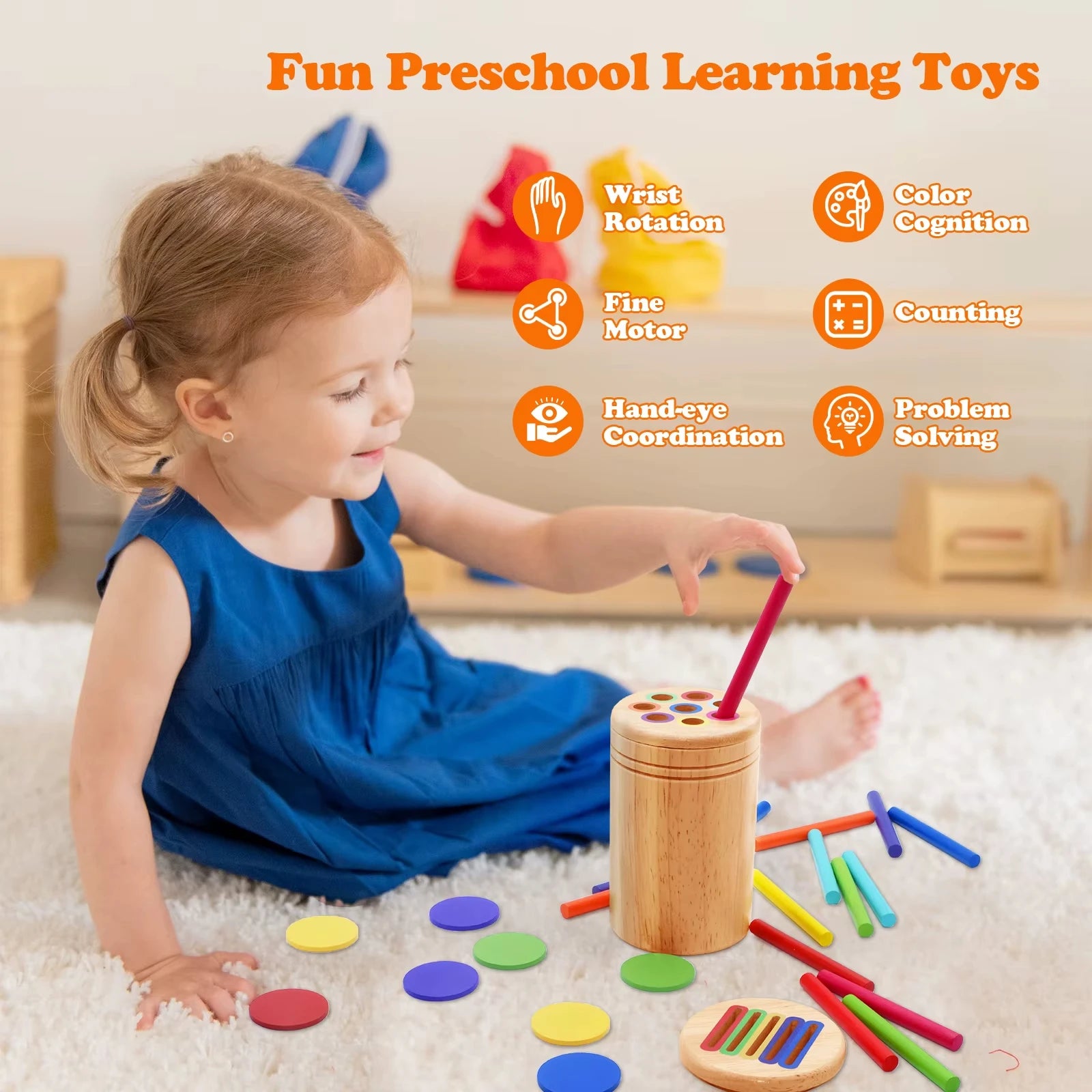 Jouets en bois Montessori, tri des couleurs, jouets à motricité Fine, jouets sensoriels assortis, Puzzle éducatif précoce pour les tout-petits
