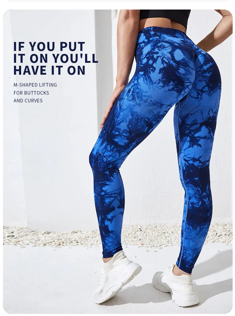 Aught Dye-Leggings de yoga taille haute sans couture pour femmes, pantalons de sport, collants push-up, vêtements de sport, entraînement de fitness, nouveau, 2023