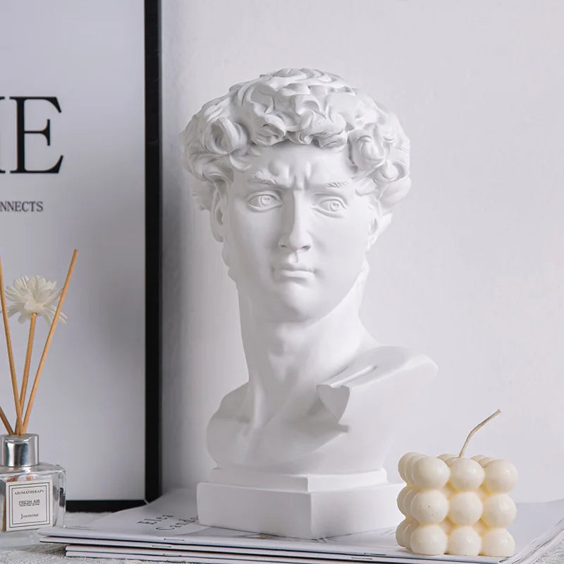 European home decor, David head resin statues, modern abstract art bust sculpture, practical sketch art