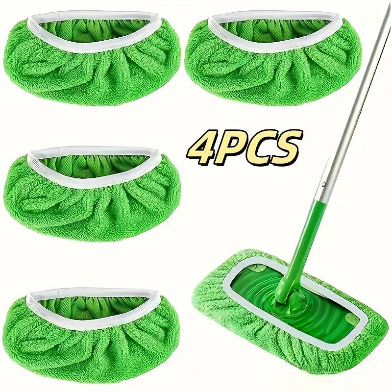 2 couleurs en option. 4 tampons de vadrouille réutilisables de haute qualité : lavables, durables, pour une utilisation sèche et humide, très absorbants.