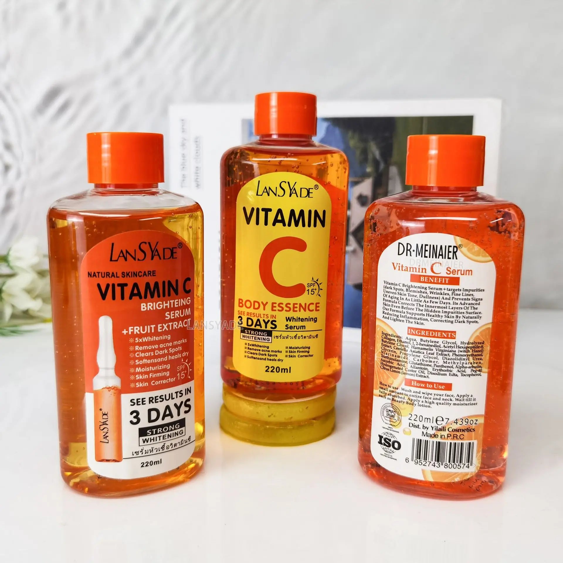 Sérum liquide Original pour le visage, Essence de vitamine C AHA, éclaircissant, hydratant, curcuma, réparateur, Anti-vieillissement, Lifting, soins pour la peau, 220ml