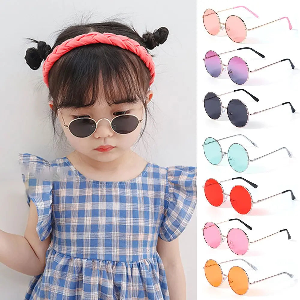 Lunettes de soleil à monture ronde rétro pour enfants, lunettes de protection UV400, verres noirs, roses, rouges, garçons, filles, enfants, mode, été, nouveau, 14mm