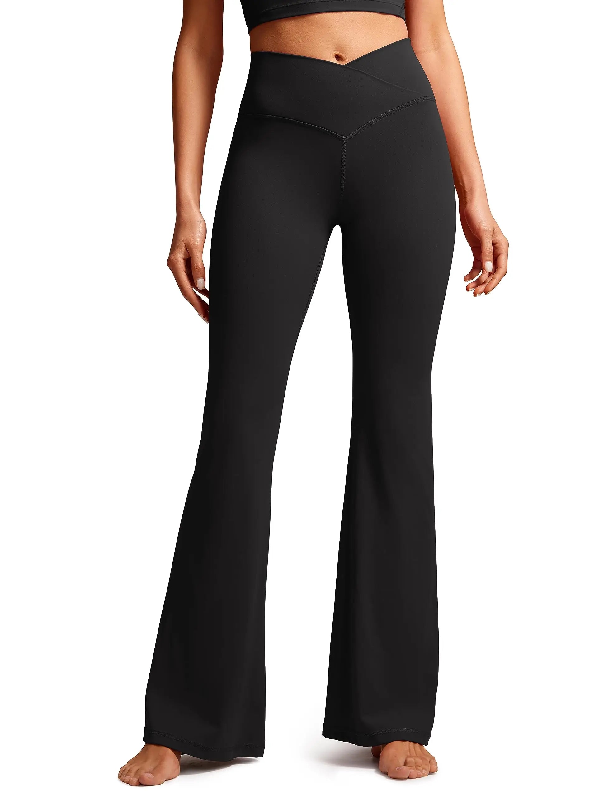 TUNIControl-Leggings évasés croisés pour femmes, pantalons de yoga, bas à cloche, taille haute, V, Bootcut