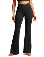 TUNIControl-Leggings évasés croisés pour femmes, pantalons de yoga, bas à cloche, taille haute, V, Bootcut