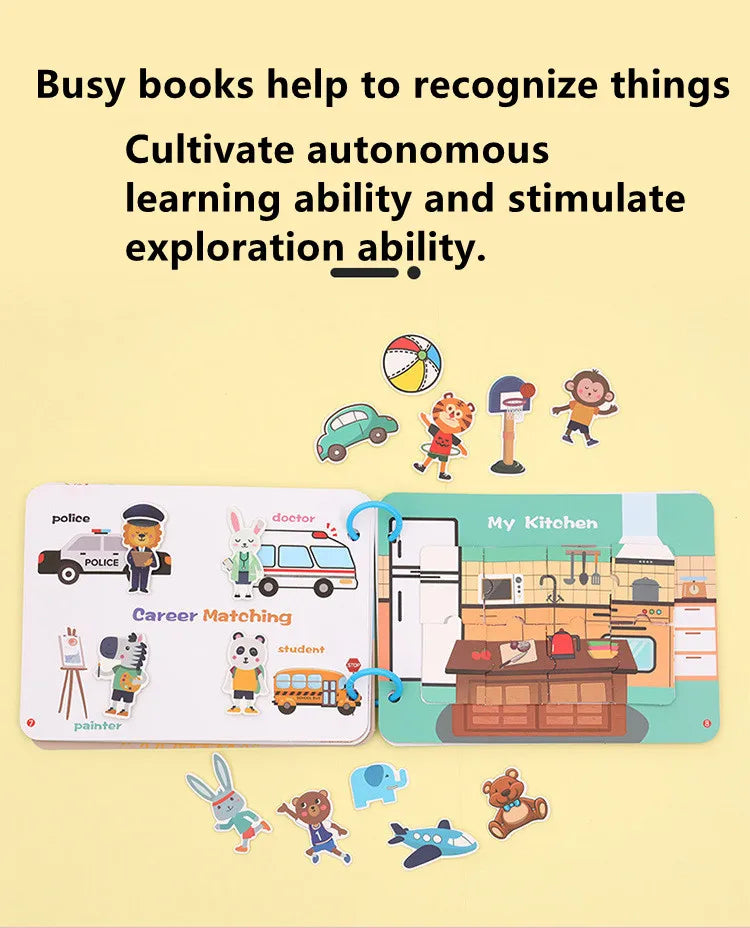 Livre silencieux, jouets d'activité éducative pour enfants, carte occupée à plusieurs reprises, pâte, Puzzle assorti, livres de Cognition, jeu Montessori pour bébé