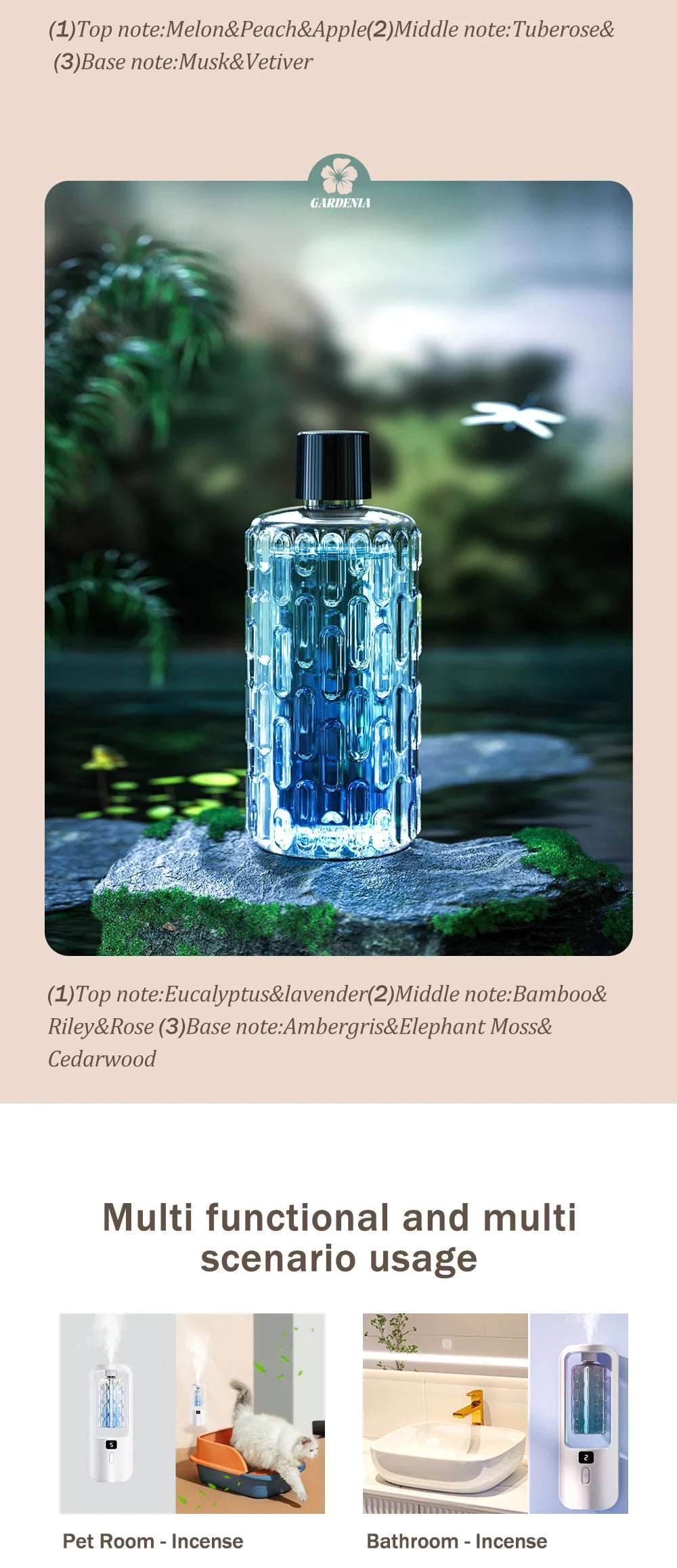 Diffuseur d'aromathérapie automatique pour éliminer les odeurs, adapté à un usage domestique, avec de l'huile essentielle pour le rafraîchissement de l'air.