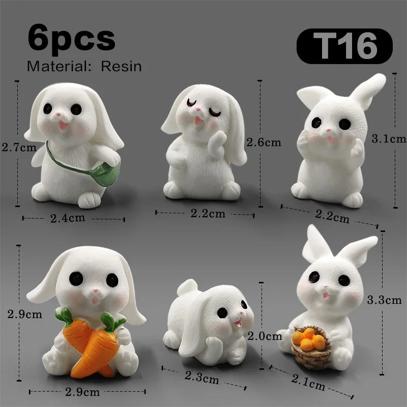 Figurine de pâques de noël, lapin blanc, carotte, bricolage, décor de chambre Kawaii, accessoires de décoration de jardin féerique miniatures modernes