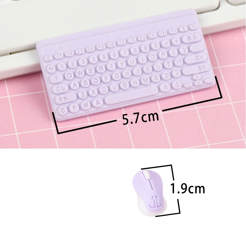 Clavier/souris sans fil Miniature, accessoires d'ordinateur pour poupée, maison de poupée 1/12, ornement de bureau/salle de sport électronique