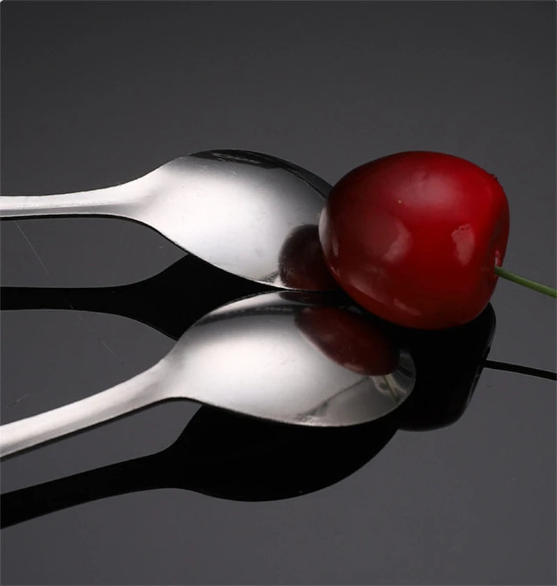 Round, gold-plated stainless steel teaspoons with long handles, for cupcakes, fruit, coffee, honey, desserts, Assad spoon, Britware
