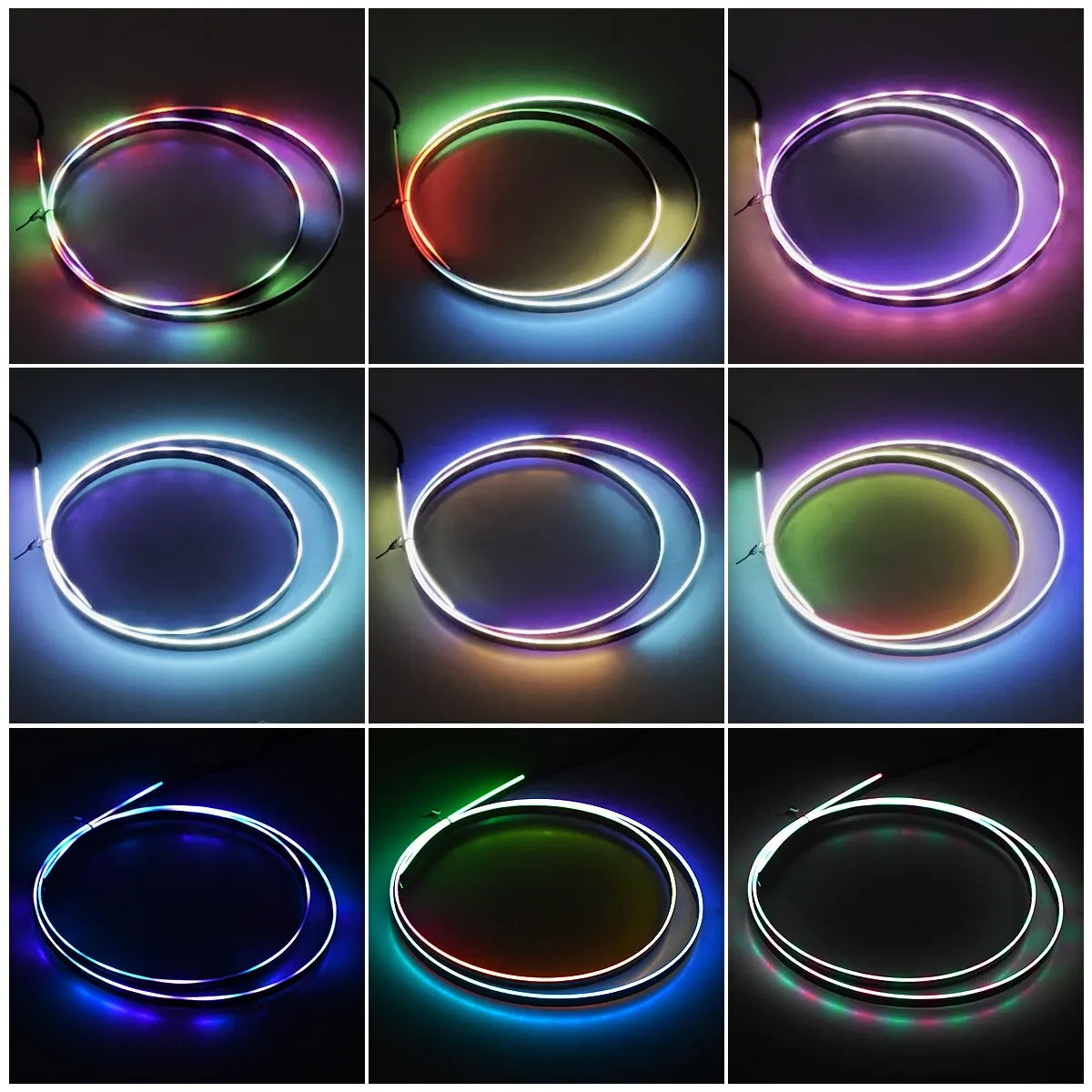 Lumière ambiante LED USB pour voiture, bandes acryliques 64 couleurs, RVB pleine couleur, intérieur de voiture, application cachée, télécommande, lampe de escale, 110cm