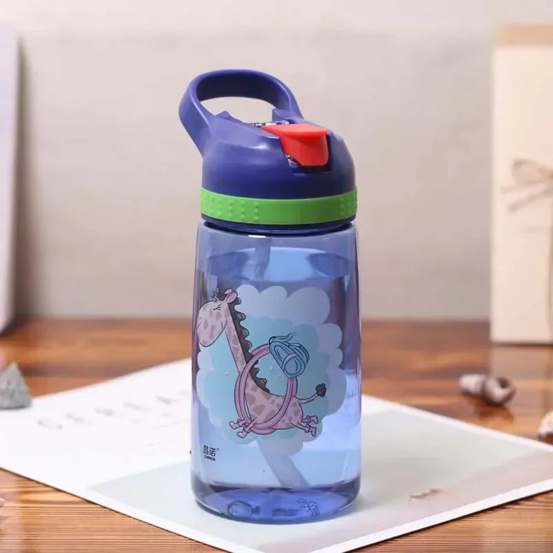 Bouteille d'eau pour enfants avec paille sans BPA, bouilloire à boire pour enfants, tasse d'école Portable en plastique sain de 480ML, tasse d'eau transparente