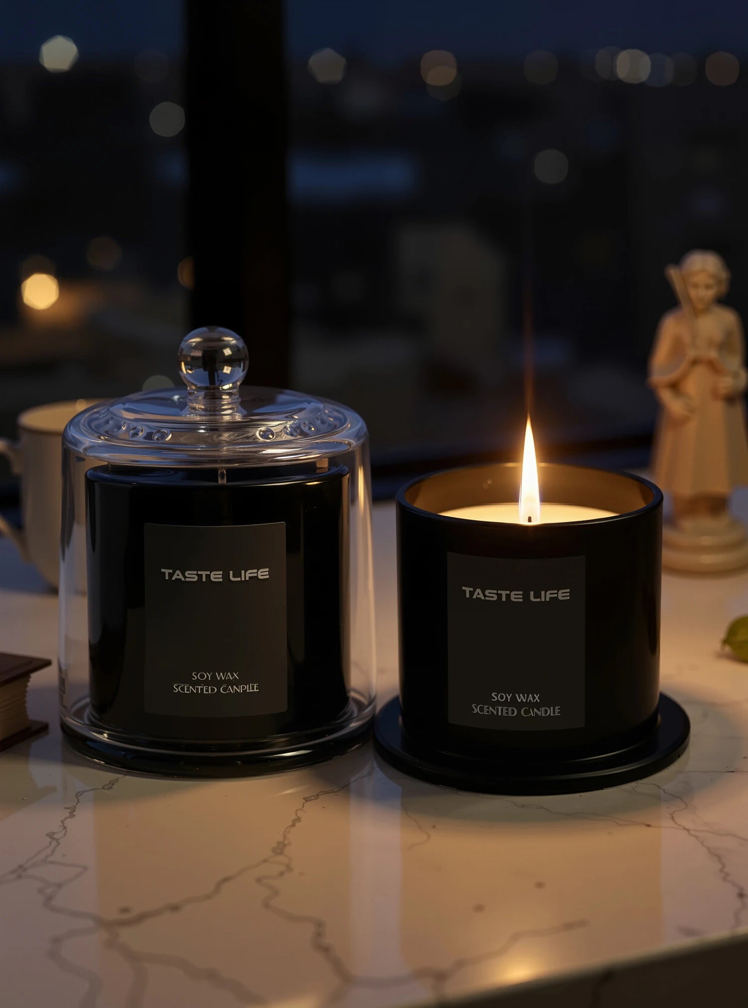 Bougies parfumées à la cire de soja de qualité supérieure avec cloche en verre, aromathérapie à l'huile essentielle sans fumée pour Spa à domicile, décoration prête en cadeau