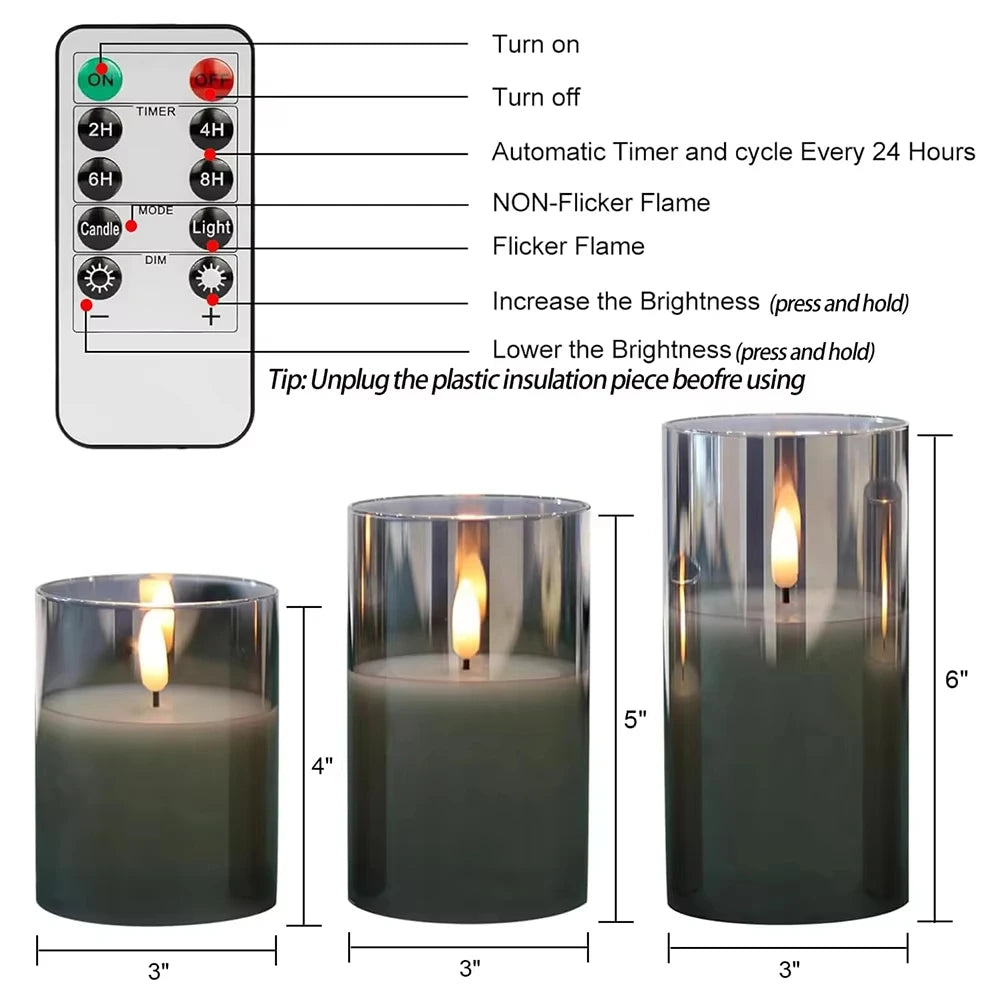 Bougies sans flamme 3D wick bougie LED électrique à piles avec télécommande pour fête hôtel mariage décoration d'anniversaire