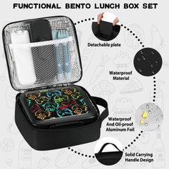Boîte à déjeuner Bento pour enfants avec pot alimentaire isolé sous vide de 8oz, sac à déjeuner, sac de glace et fourchette et cuillère pliables, anti-fuite