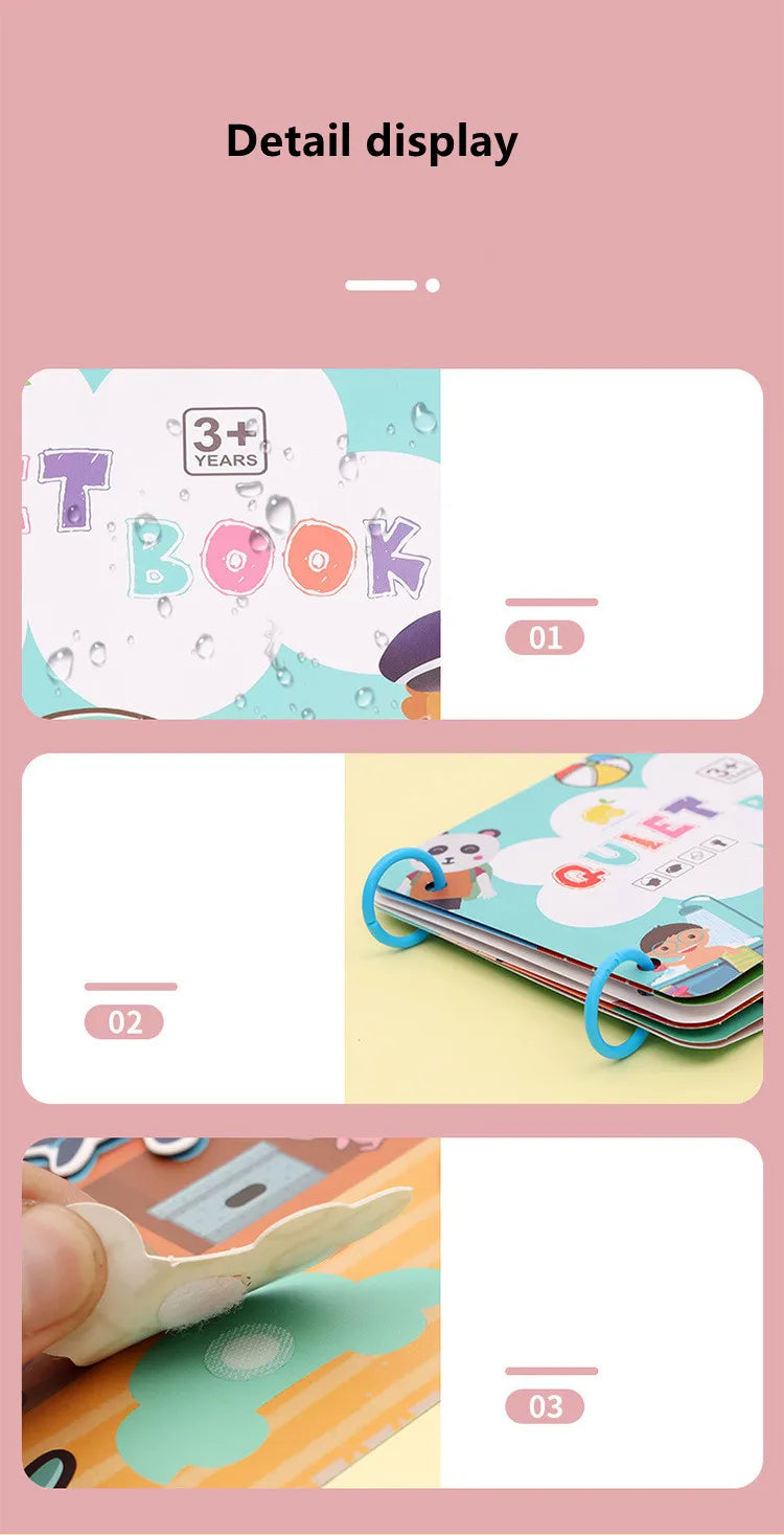 Livre silencieux, jouets d'activité éducative pour enfants, carte occupée à plusieurs reprises, pâte, Puzzle assorti, livres de Cognition, jeu Montessori pour bébé