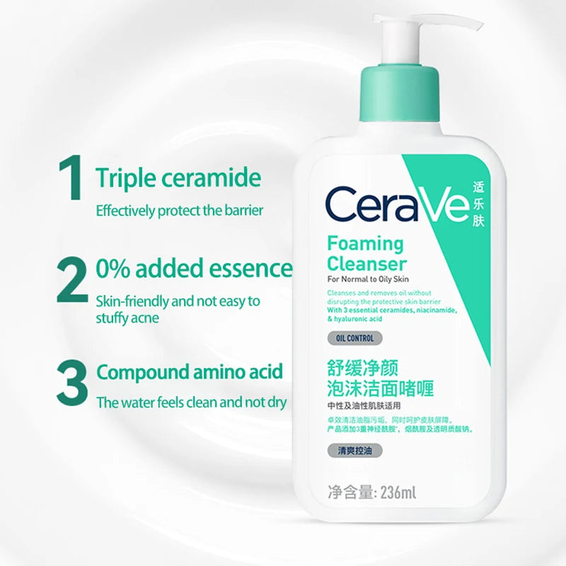 Nettoyant hydratant pour le visage CeraVe |   Lavage hydratant pour peaux sèches |   Acide hyaluronique + céramides + glycérine |   Clea hydratant