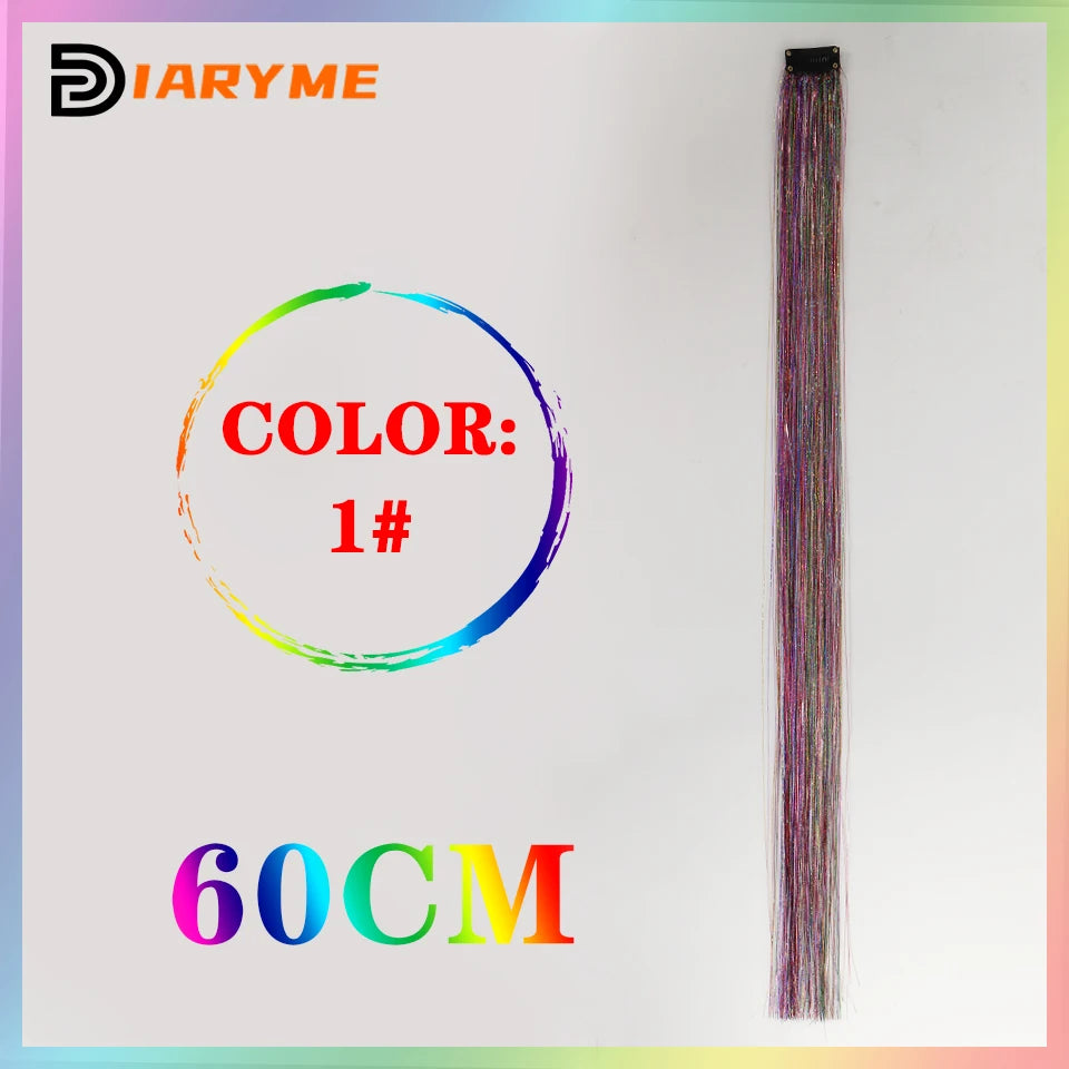 Colorful curly synthetic hair extensions for girls, long clip-in hairpiece, multicolored party strands, wig piece, for women and children