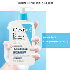 CeraVe SA-Nettoyant à l'acide salicVAC pour le visage, expensif à l'acide hyaluronique, à la niacinamide et aux céramides BHA, 236ml