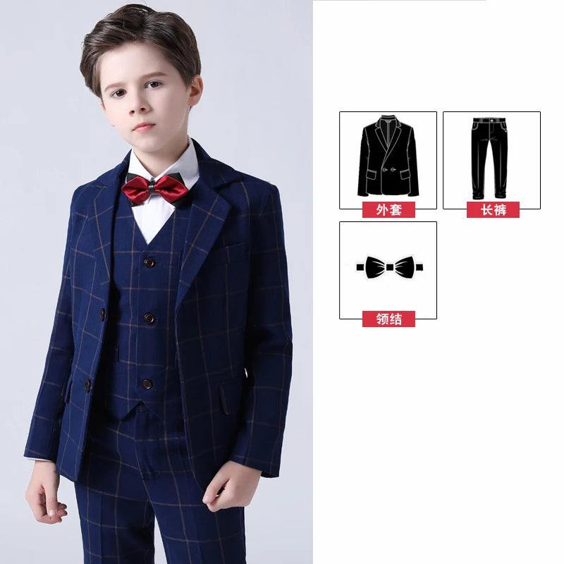 Children's Wedding Show Suit, Formal Suit, Blazer, Jacket, Pants, Bow Tie, 3 Pieces
