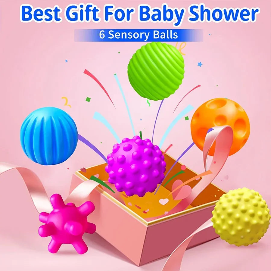 Boules texturées pour bébé, jeu sensoriel, activité de 6 à 12 mois, balle multi-doux, jouets de douche Montessori pour enfants, meilleur cadeau, 6 pièces