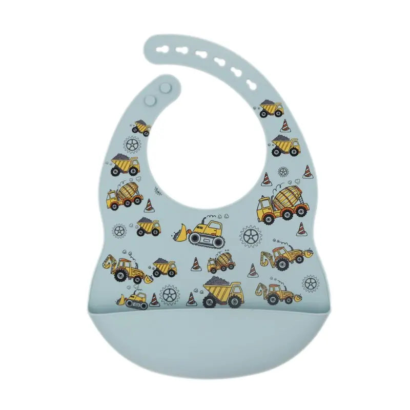 Nouveauté bavoirs en silicone pour bébé impression en silicone bavoir pour nouveau-né alimentation rot tissu avocat zoo tracteur impression vaisselle