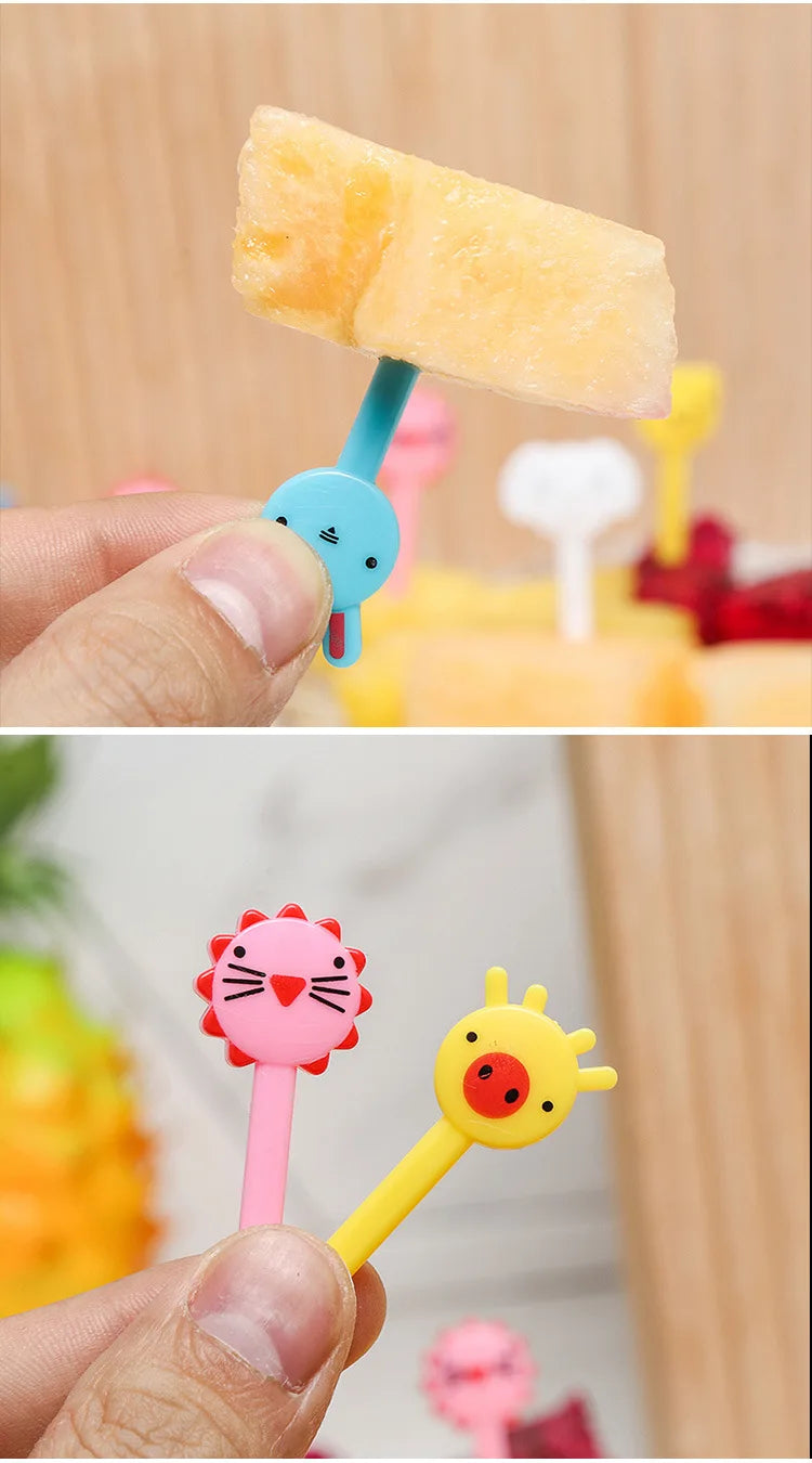 40 pièces fourchette à fruits dessin animé enfants gâteau cure-dents à fruits Mini fourchette à animaux en plastique de qualité alimentaire Bento déjeuner Bento accessoires décor de fête