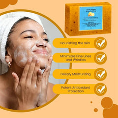 Savon biologique à l'acide kojique au citron et au curcuma pour les taches foncées, savon au curcuma pour le lavage du visage, éclaircissant, correcteur de taches foncées, soins pour la peau