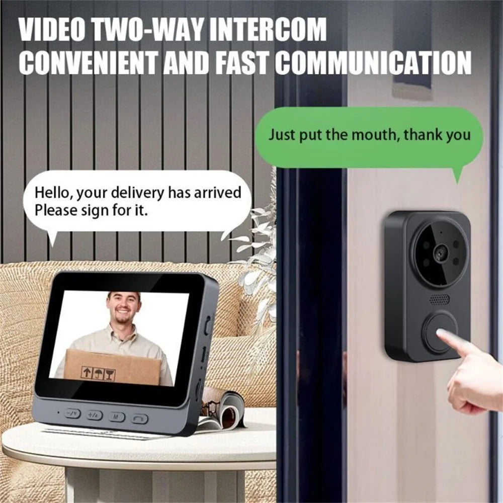 Ensemble de caméra de sonnette vidéo sans fil, caméra de sécurité intelligente avec Vision nocturne, WiFi 2.4G, HD, détection de mouvement, stockage en nuage