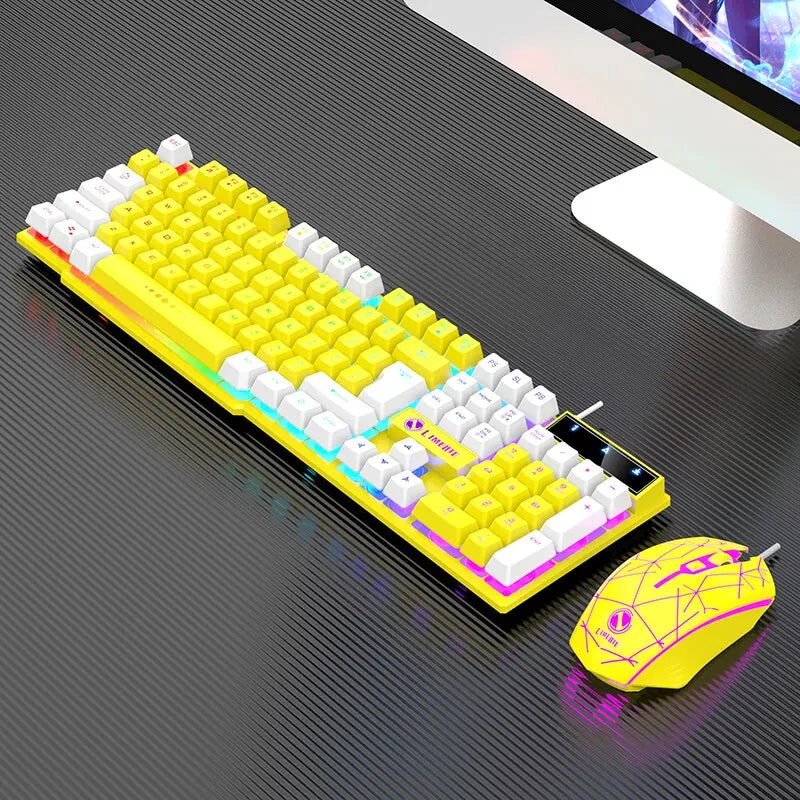 Filaire Clavier Et Souris Ensemble Usb Lumineux Mécanique Clavier Et Souris Pour PC Ordinateur Portable Jeu Bureau