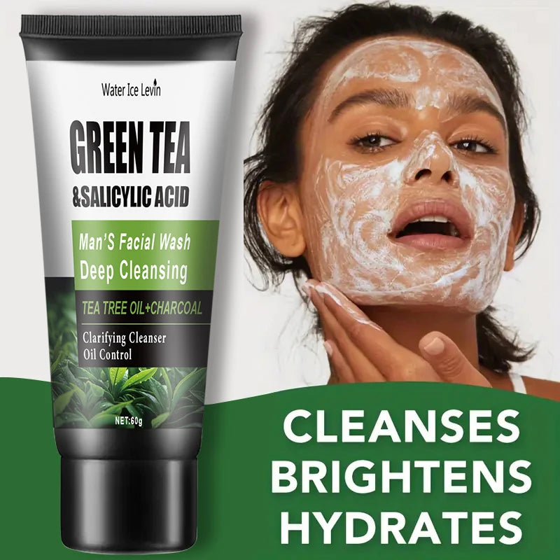 Nettoyant à l'acide salicylique 60g - Contient des extraits d'acide salicylique, d'arbres à thé et de curcuma, doucement hydratant et nettoyant, sui