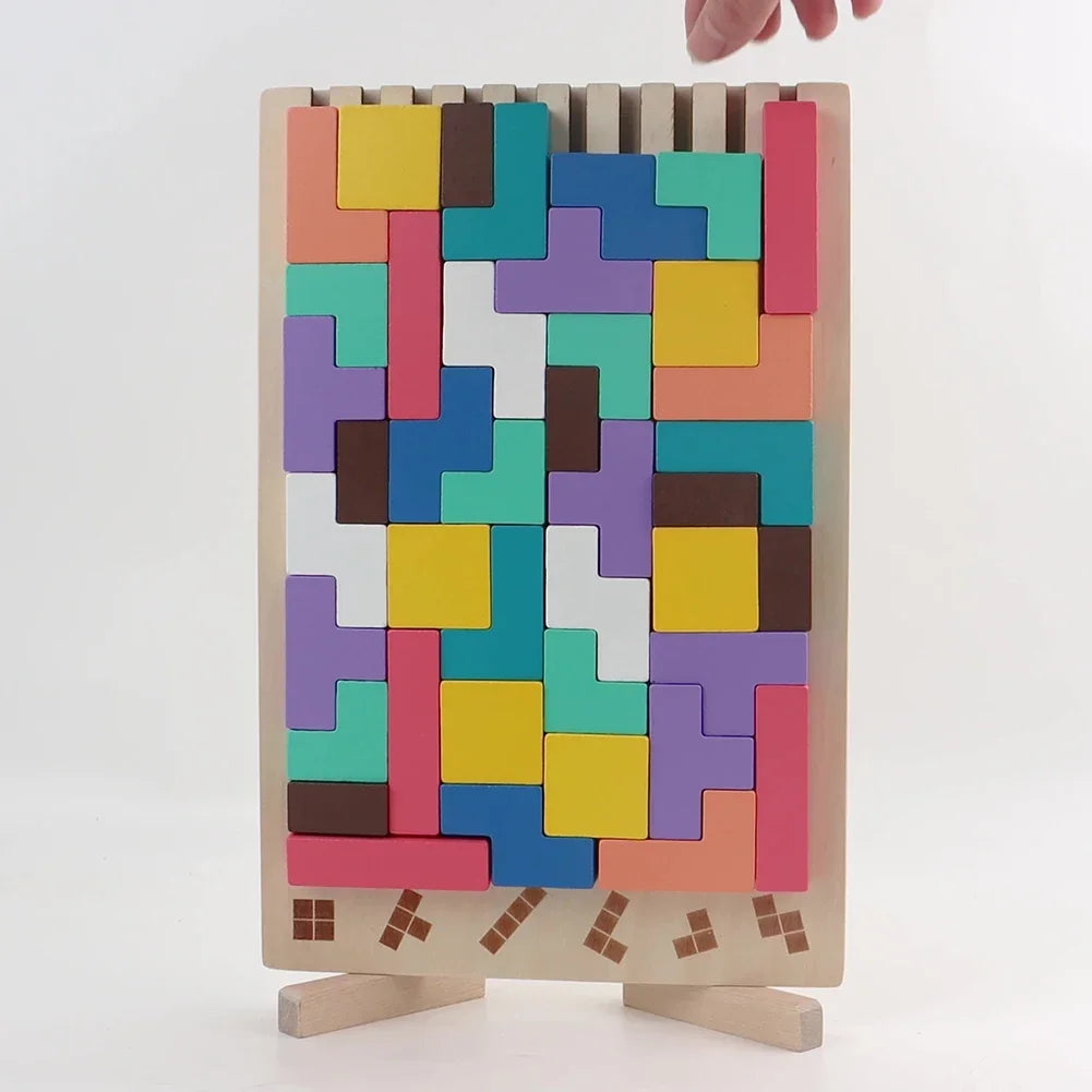 Blocs russes 3D en bois, Puzzle, casse-tête, jouet Tangram, Intelligence, blocs colorés, éducatifs Montessori