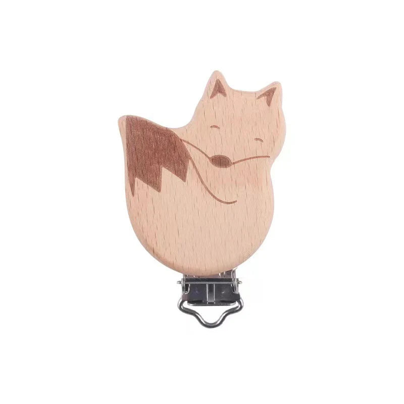 5 pièces/ensembles bébé sucette Clips sans BPA mignon modélisation hêtre attache-sucette bébé bricolage dessin animé Animal bois bûche mamelon chaîne support