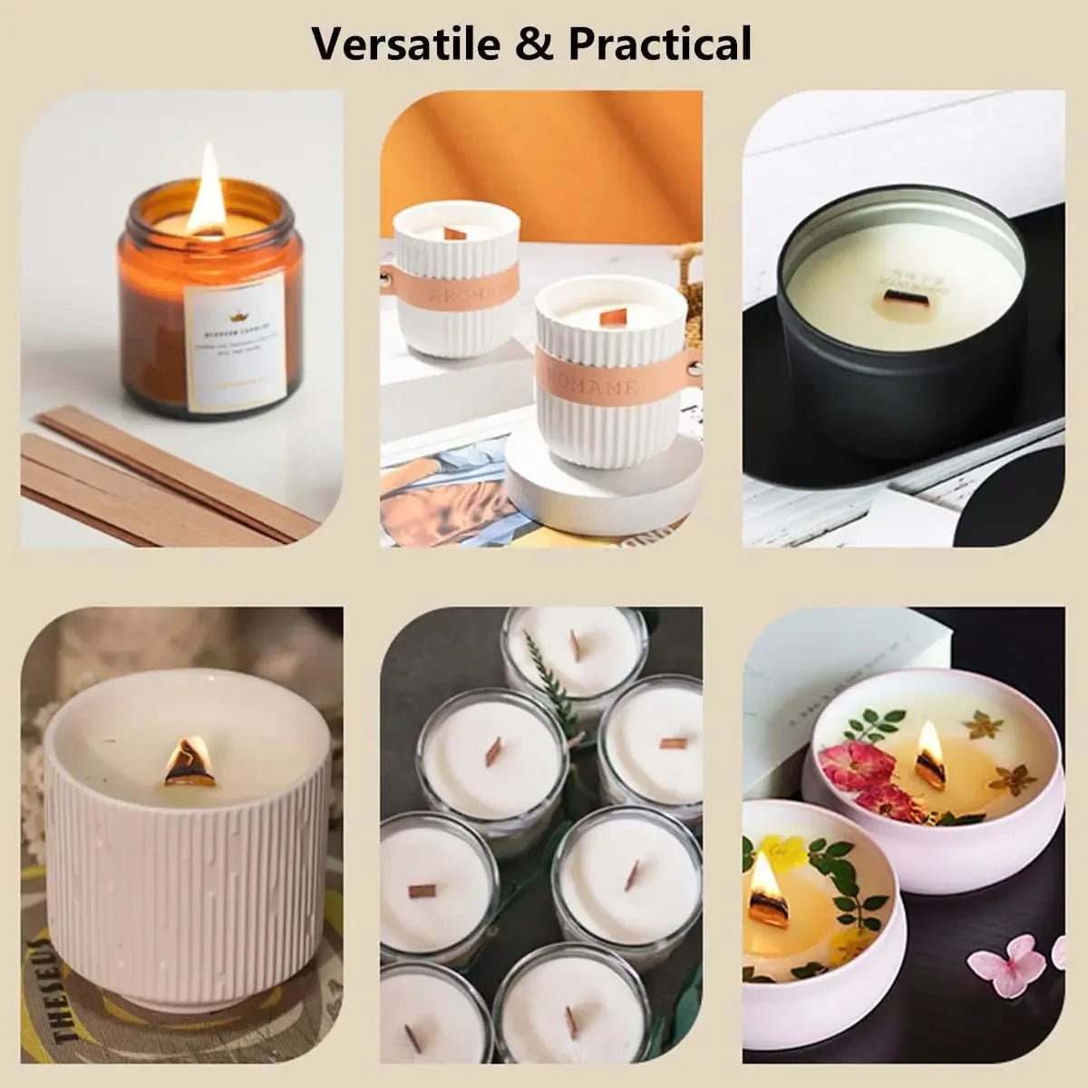 Bougie en cire de soja faite à la main, mèche en bois, bricolage, bougie d'aromathérapie, mèche à Induction unique, bougie en cire de paraffine, Guide d'artisanat