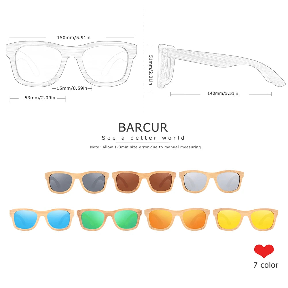 Lunettes de soleil en bambou pour hommes et femmes, rétro Vintage, en bois, verres polarisés à revêtement miroir