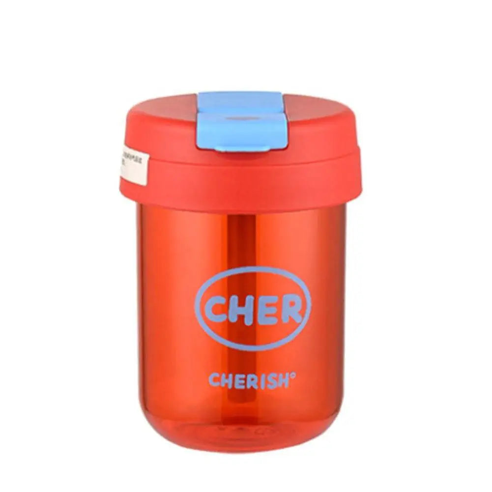 Mini Bouteille d'Eau avec Paille Anti-Chute pour Enfant Fille, 300ml, Mignon, Portable, pour dehors en Plein Air, Lait, Café, Frite, Thé